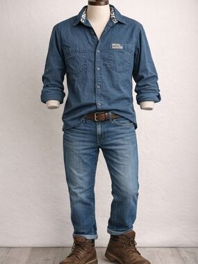 UFC Blue Button Up Shirt XL Lightweight Casual Workwear